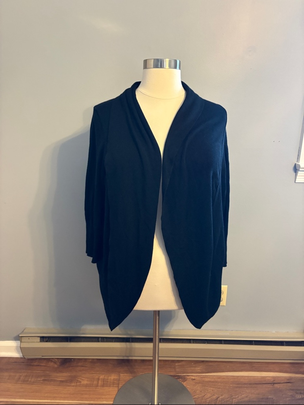 Lane Bryant Black Draped Open-Front Cardigan